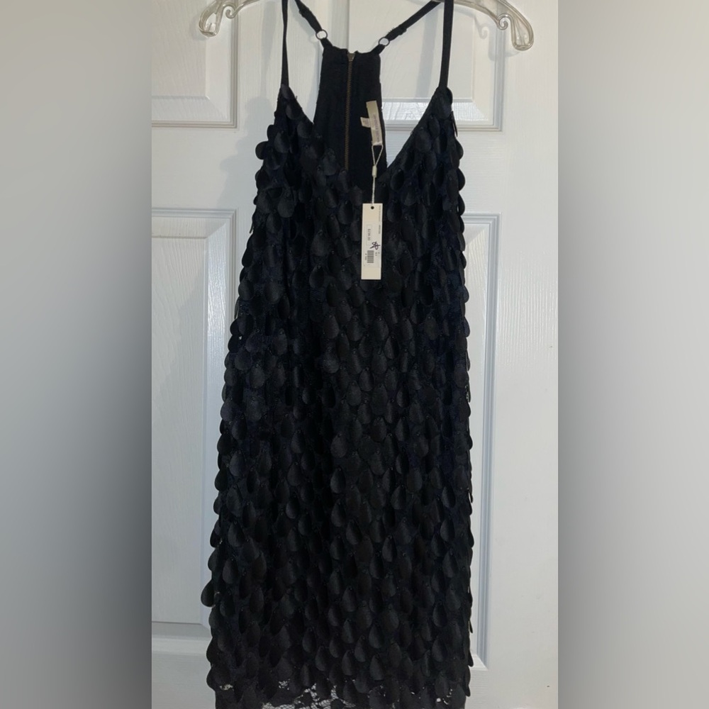 Lavender Brown black textured mini dress